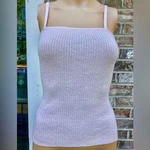 Express Tricot Cream Pastel Ribbed Cami Tank Top